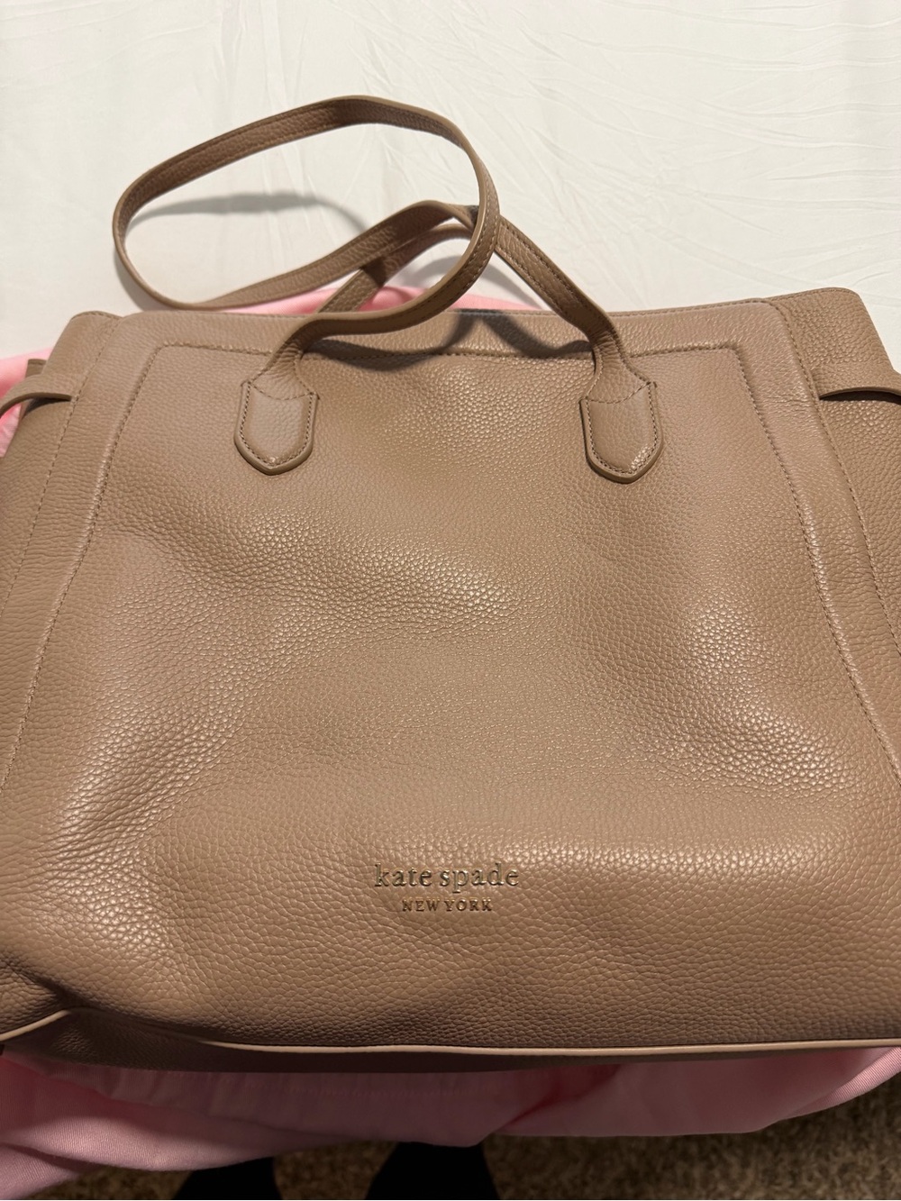kate spade Taupe Pebbled Leather Tote